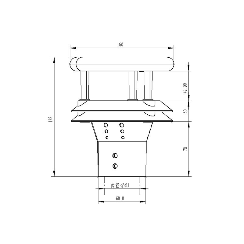 Ultrasonic Wind Speed Direction Sensor Product Dimensions