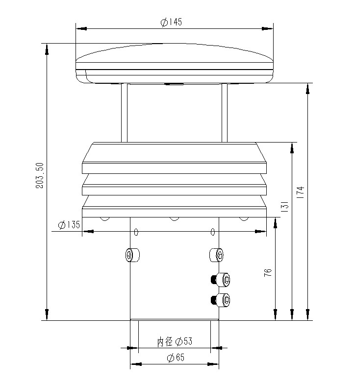 Ultrasonic Wind Speed ; Direction Sensor Product Dimensions