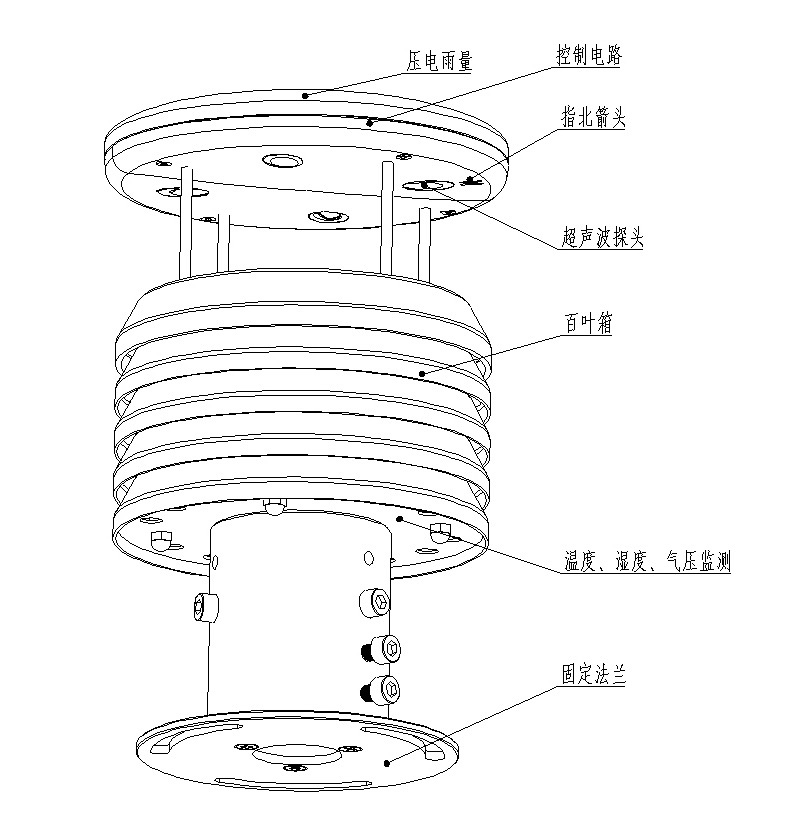 6 in 1 Ultrasonic Weather Station Sensor product structure diagram