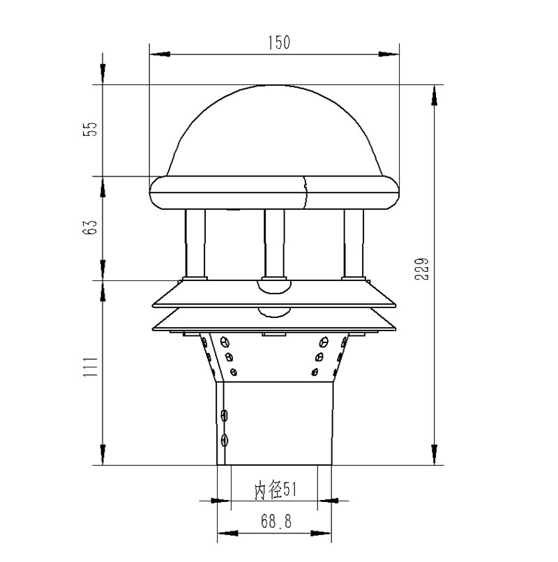 Optical Rain Gauge product size chart