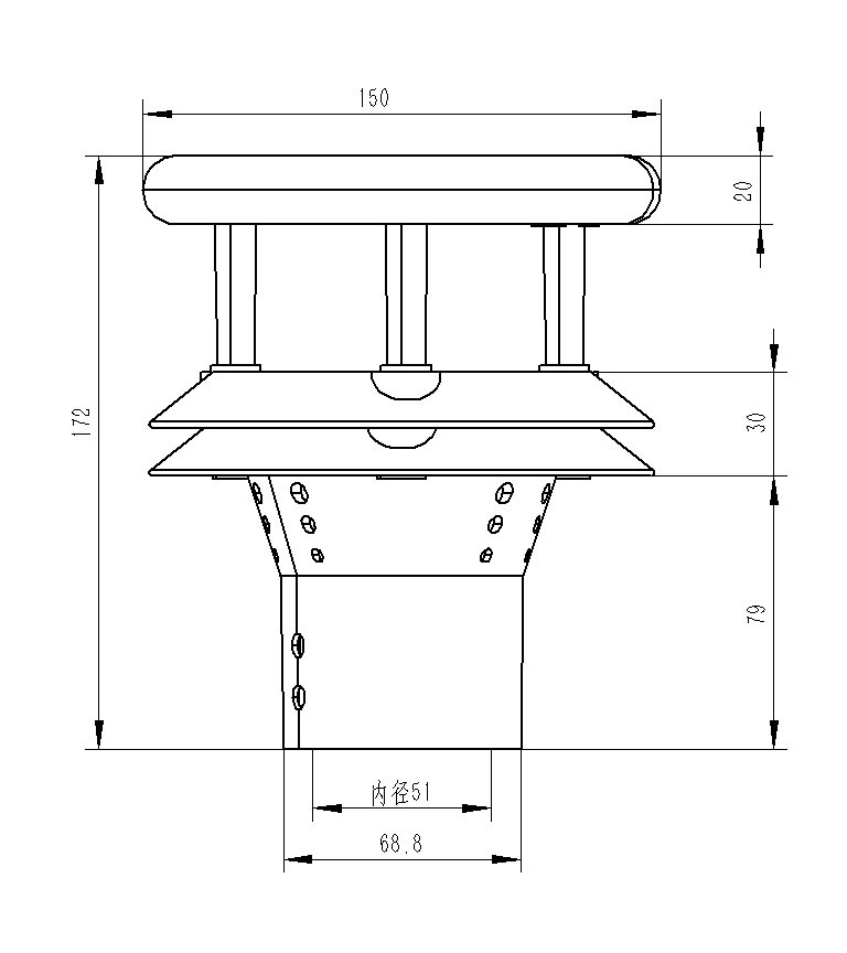 Instrument to measure rainfall product size chart